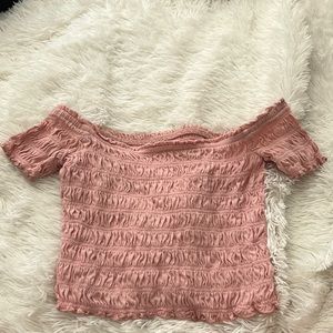 Pink Aeropostale off the shoulder crop top